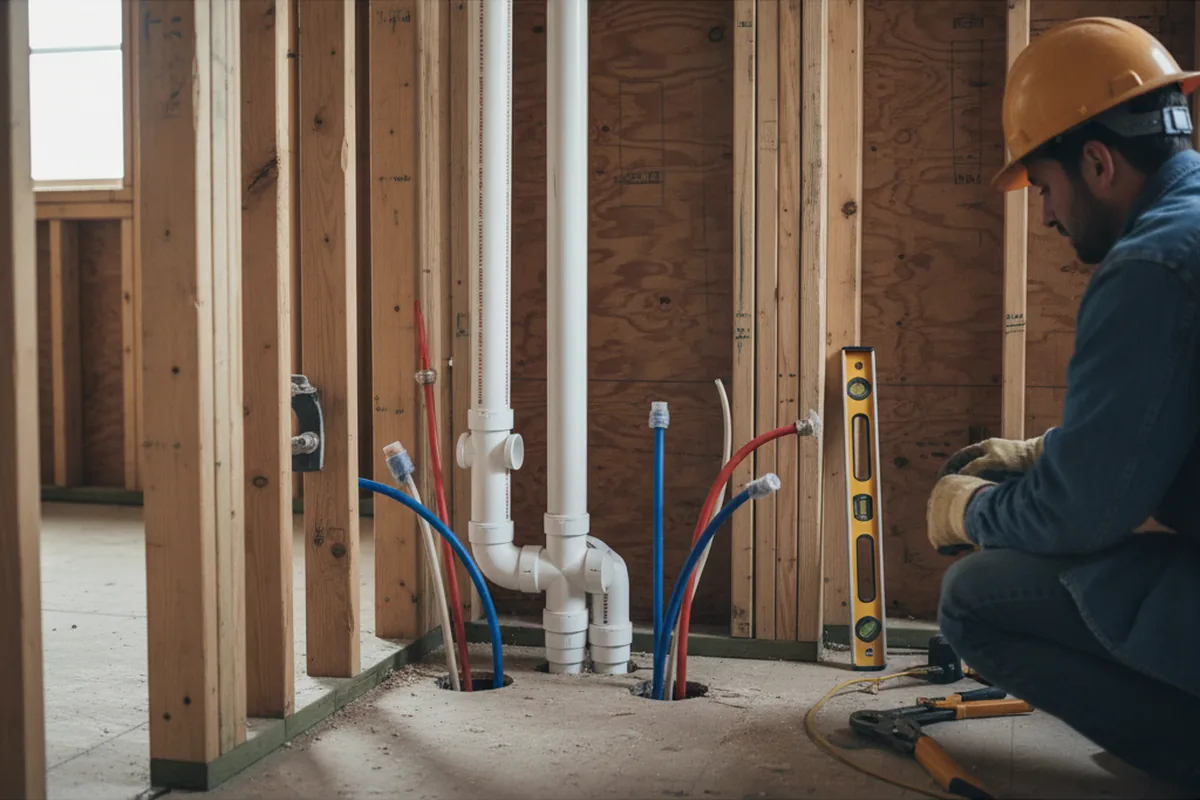Drain and supply rough-in during Sump Pump Repair in Alamo